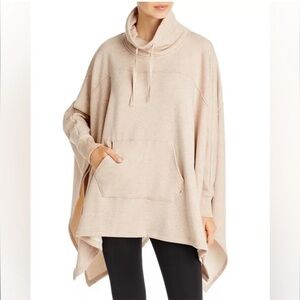 UGG Cream Cowl Neck Sweater with Asymmetrical Hem and Kangaroo Pocket